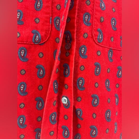 Vintage Eddie Bauer Red Corduroy Paisley Button Down Shirt Women’s Size 8 - Picture 4 of 16